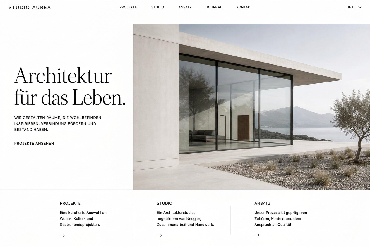 Beispiel-Design: Website für ein Architekturbüro