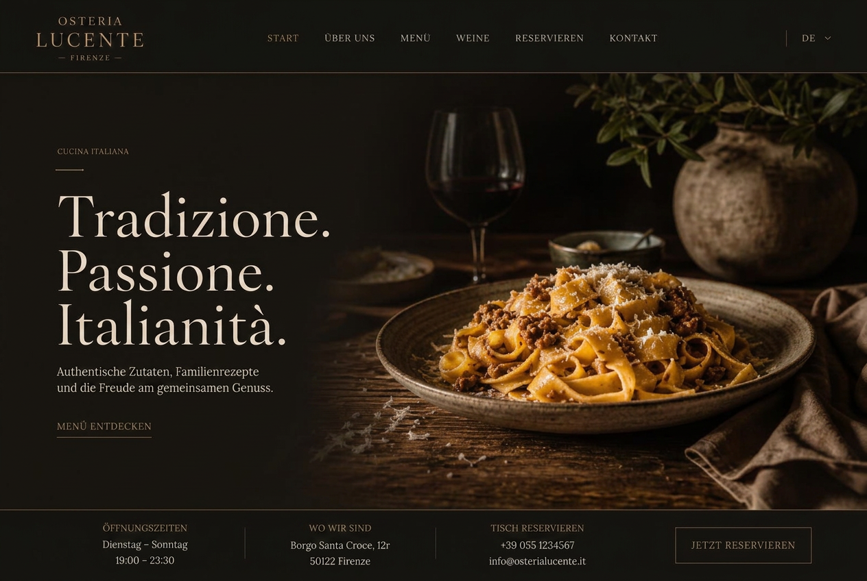 Beispiel-Design: Website für ein italienisches Restaurant